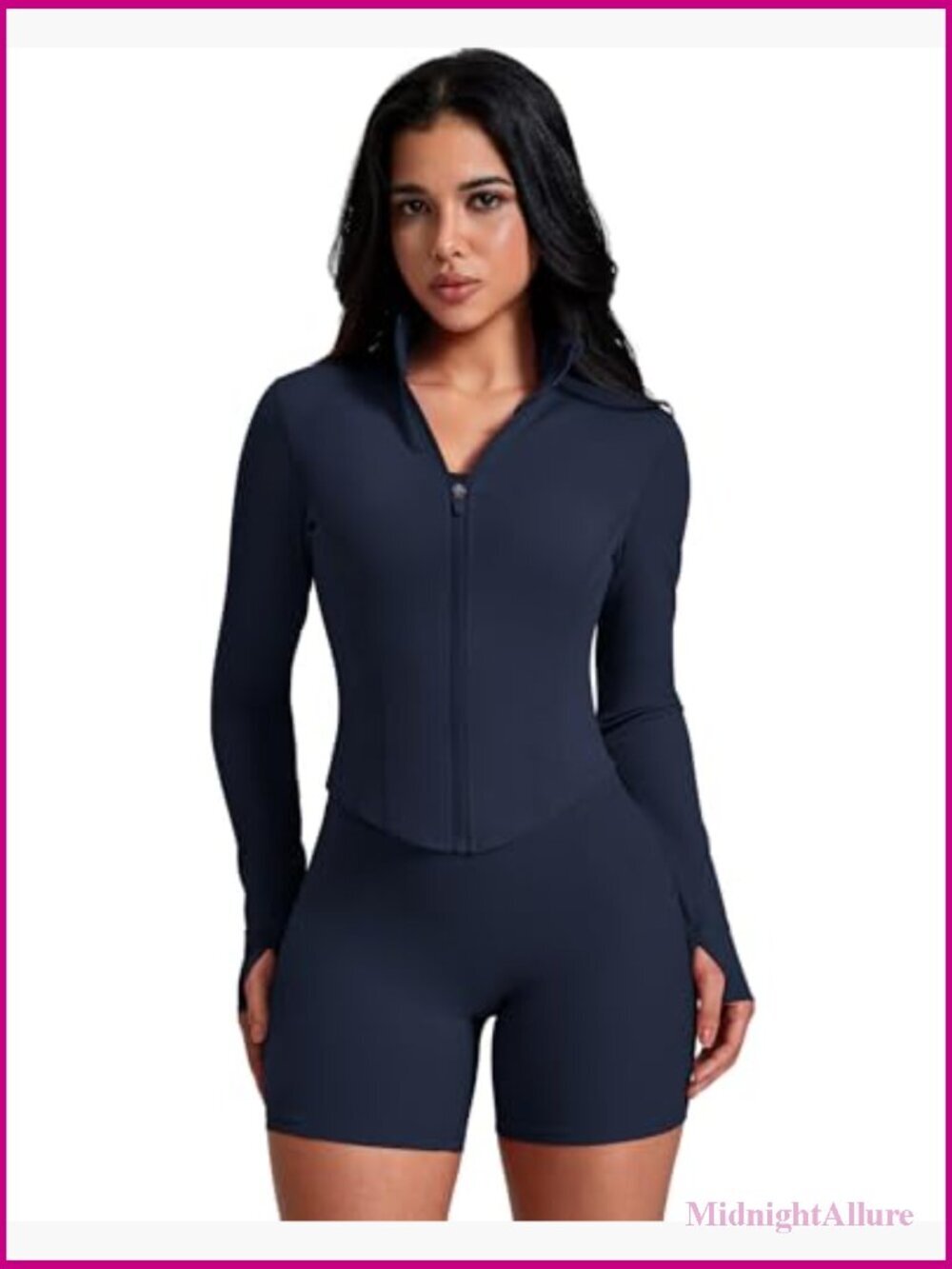 Lightweight Zip Up Crop Top Workout Jacket - Picture 2 of 7
